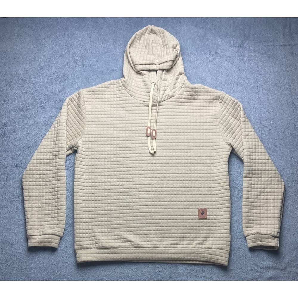 Vogue Sport Fashion Hoodie Size XL Beige Quilted Very Soft 100% Polyester